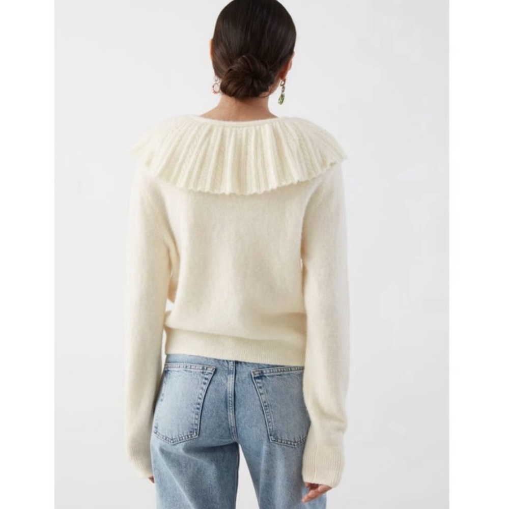 & Other Stories Statement Collar Knit Button Front Cardigan Cream S - Picture 3 of 9